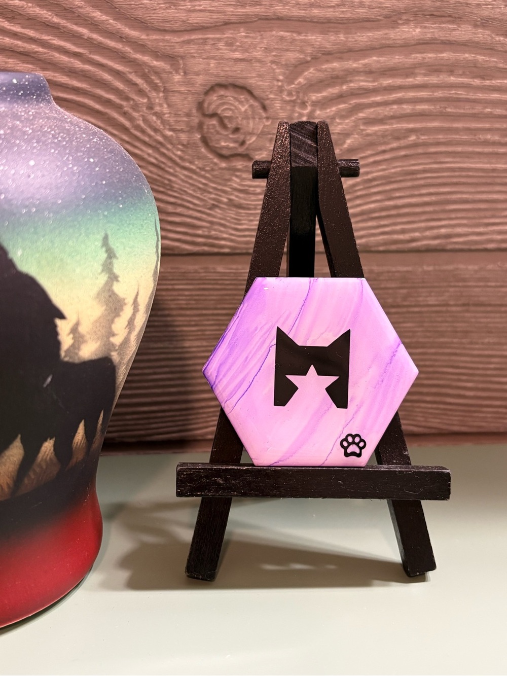 Purple Starclan Warrior Cats Decorative Hexagon Tile
